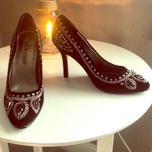 Colin Stuart Shoes - Soft velvet black jeweled pump Colin Stuart Shoes - Soft velvet black jeweled pump
